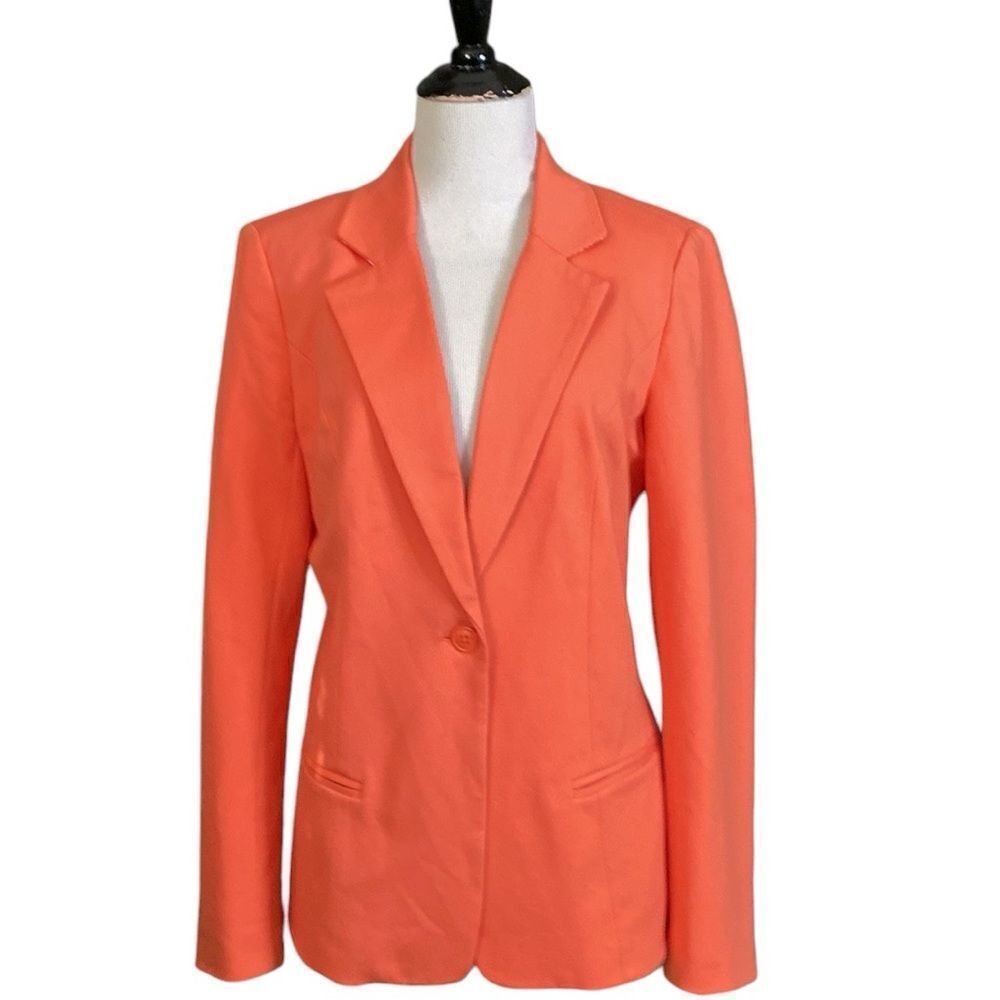 41 HAWTHORNE Coral Sherbet Orange Blazer with Floral Print Lining